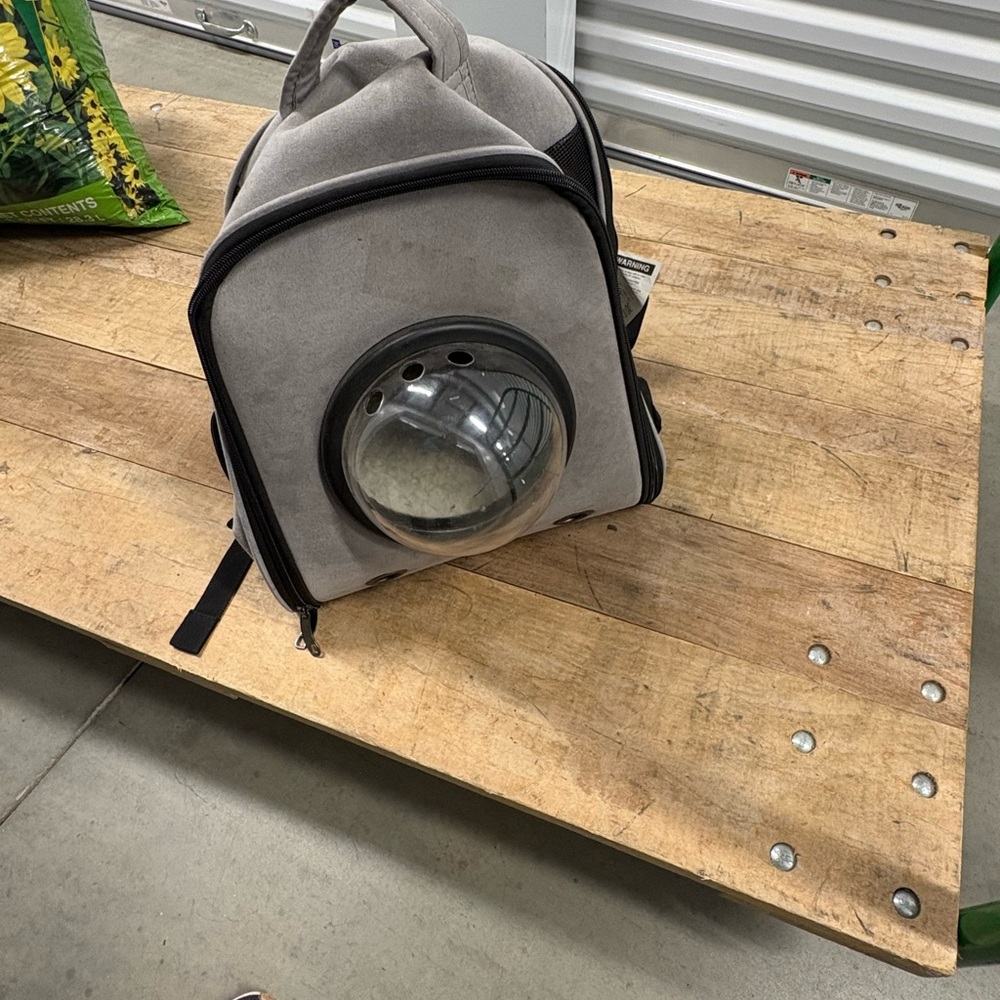 Gray Pet Carrier Backpack with Bubble Window